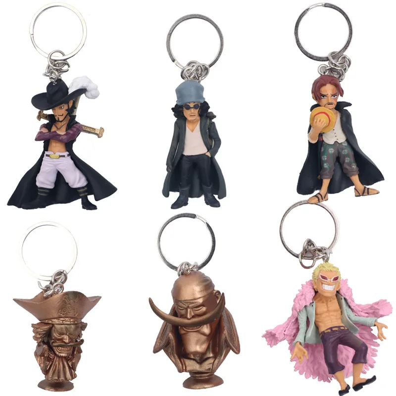 

Anime One Piece Figure Keychain Keyring Japanese Cartoon PVC Luffy Skull Skeleton Car Key Chains Key rings Jewelry Best Gift