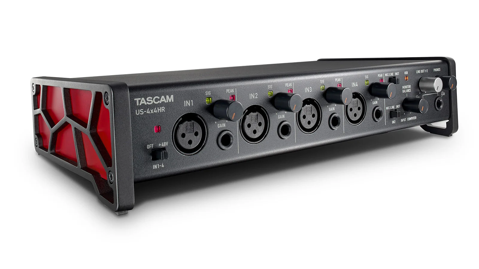 Tascam us-4x4 HR Профессиональный USB аудио/MIDI интерфейс с 4 микрофонами/линейными