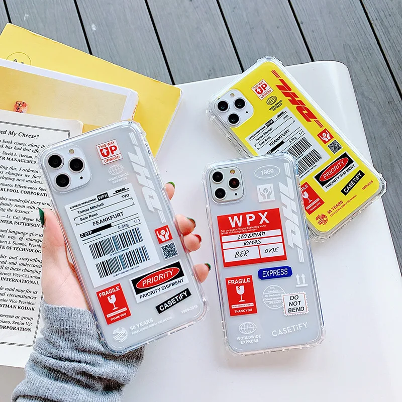 

Fashion DHL Express Pattern Phone Case For iPhone 11 Pro X XS MAX XR 6s 7 8 plus Luxury Soft Cover Silicone Coque Fundas