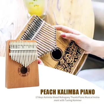 

17 Keys Kalimba Wood Mahogany Thumb Piano Cloth Sticker Bag Musical Instrument with Tuning Hammer Durable Beginner Finger Piano