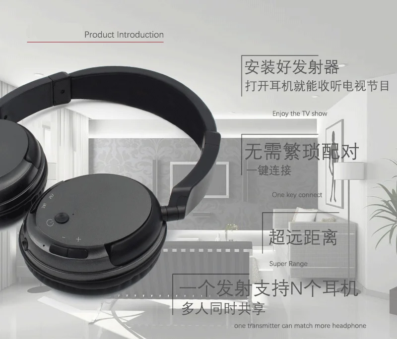 Профессиональные беспроводные FM наушники для ТВ ПК компьютер MP3 гарнитура Поддержка FM функция с USB передатчиком