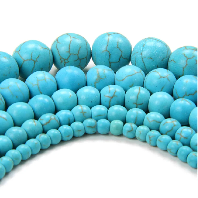 Бусины из натурального камня Aqua Howlite круглые бусины россыпью для браслетов