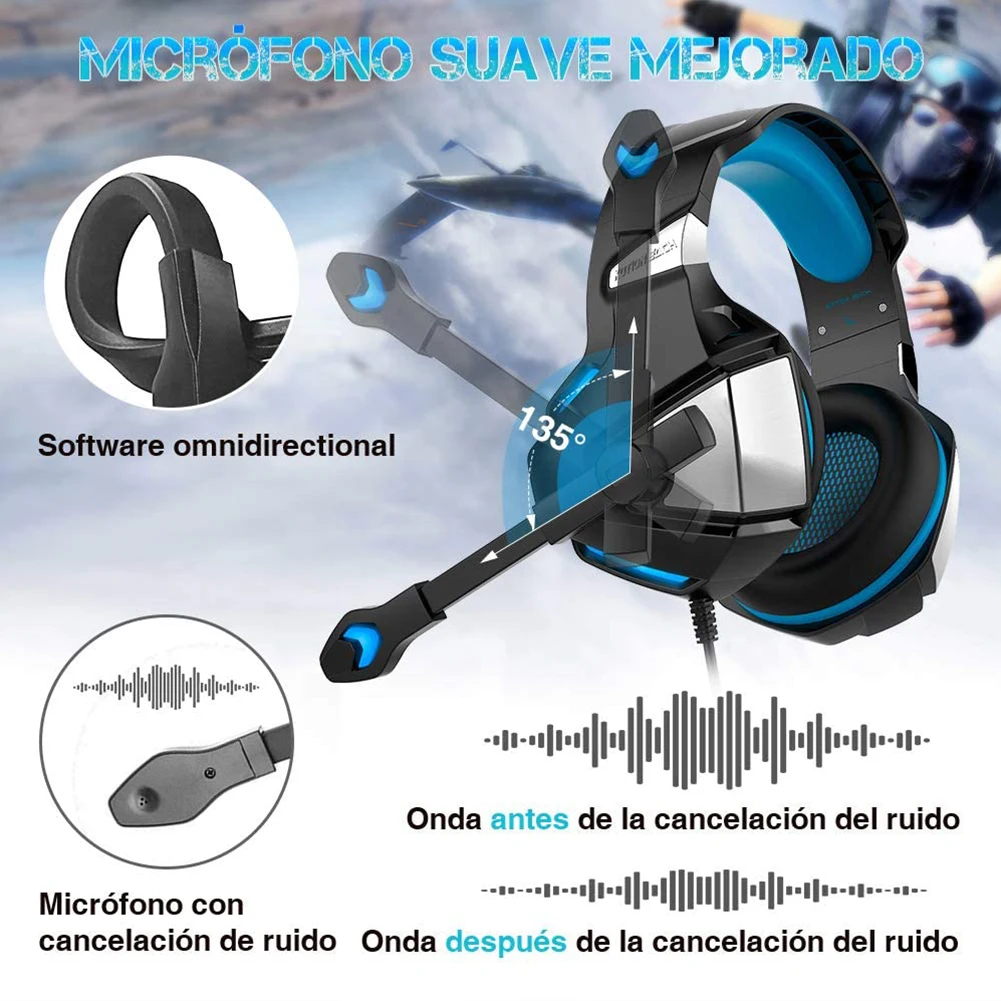 Gaming Headset Wired Stereo Gaming omnidirectional Headset LED Headphones with Microphone LED Light for PS4 PC Computer