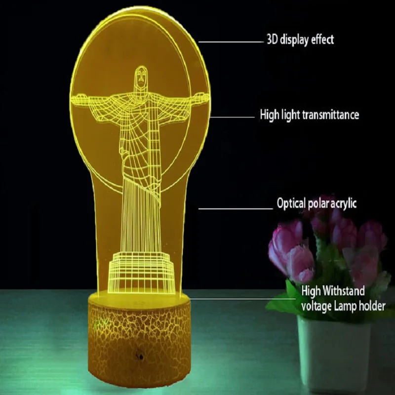 Детская настольная лампа Ежик светодиодный ночсветильник с аккумулятором 3D для