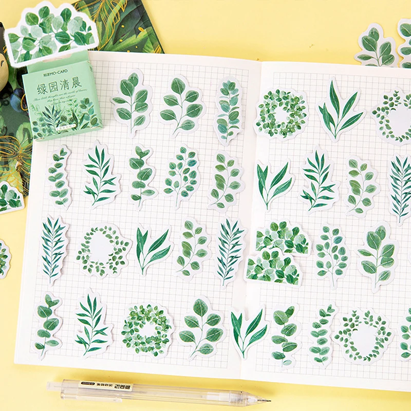 Vintage plants Illustrations Washi sticker ferns green leaf Decorative DIY Sticker Scrapbooking Label Diary Escolar | Канцтовары для