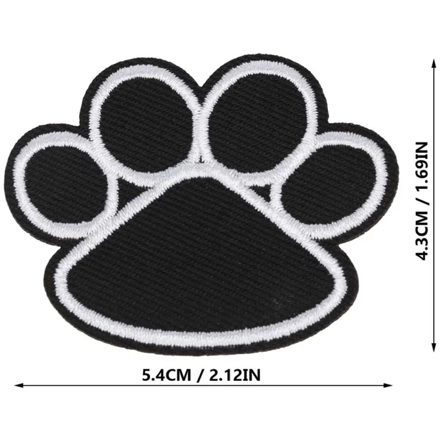 Chenille Paw Pet Dog Bear Black Iron on / Sew on Patch Patches Towel Clothes  