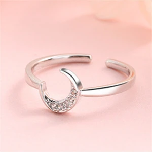 Moon Style 1 pc Новое поступление, набор серебряных колец 925 Love Moon с синими кристаллами, Штабелируемый набор обручальных колец для женщин и друзей, ювелирное изделие - Цвет основного камня: Moon Style 1 pc