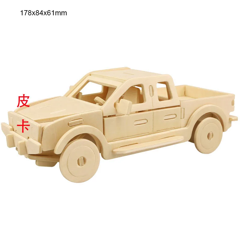 3D Деревянный паззл с автомобилями Diy Лондон автобус пассажирский самолет мотоцикл натуральный цвет модель строительные игрушки подарок для детей