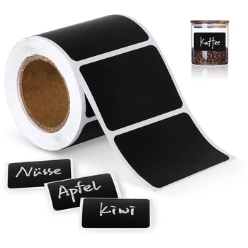 

300 Waterproof Chalkboard Labels Reusable Blackboard Stickers on a Roll for Jars, Canisters, Scrapbooking, 60 X 40 mm