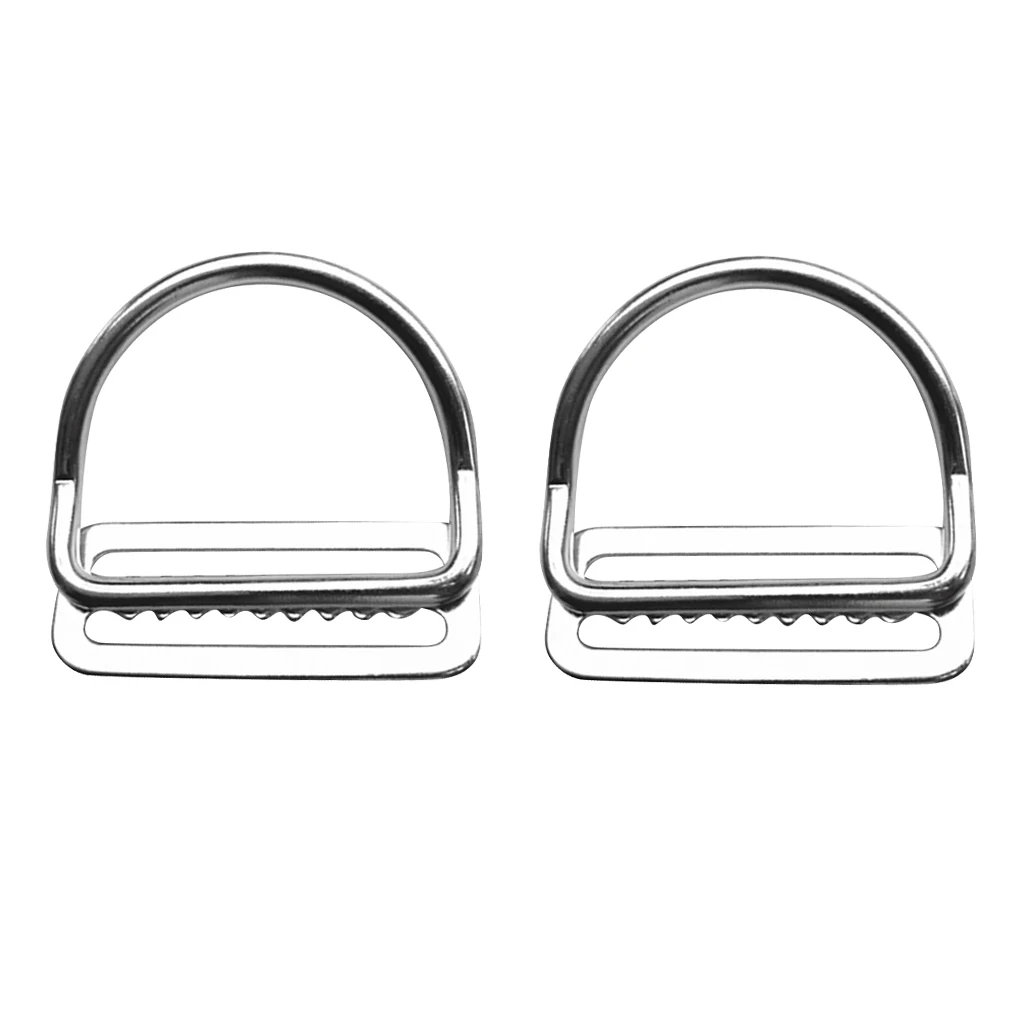 Pack of 2 Stainless Steel Scuba Diving Weight Belt Keeper with D-ring, Webbing Harness Accessories
