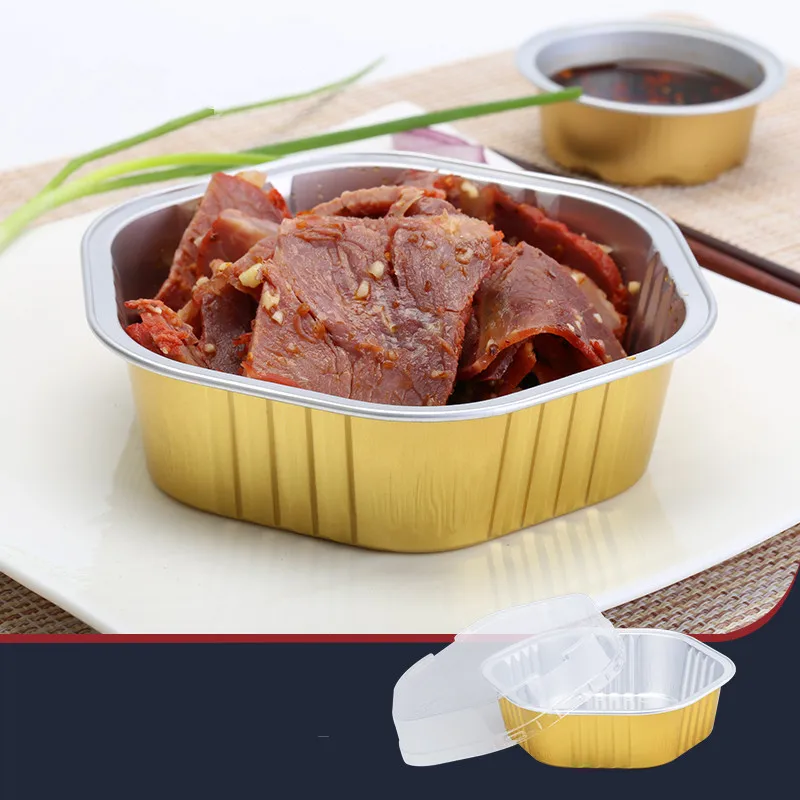 

10pcs High quality barbecue tin carton thickened large capacity packing box disposable meal box food salad dessert cup with lids