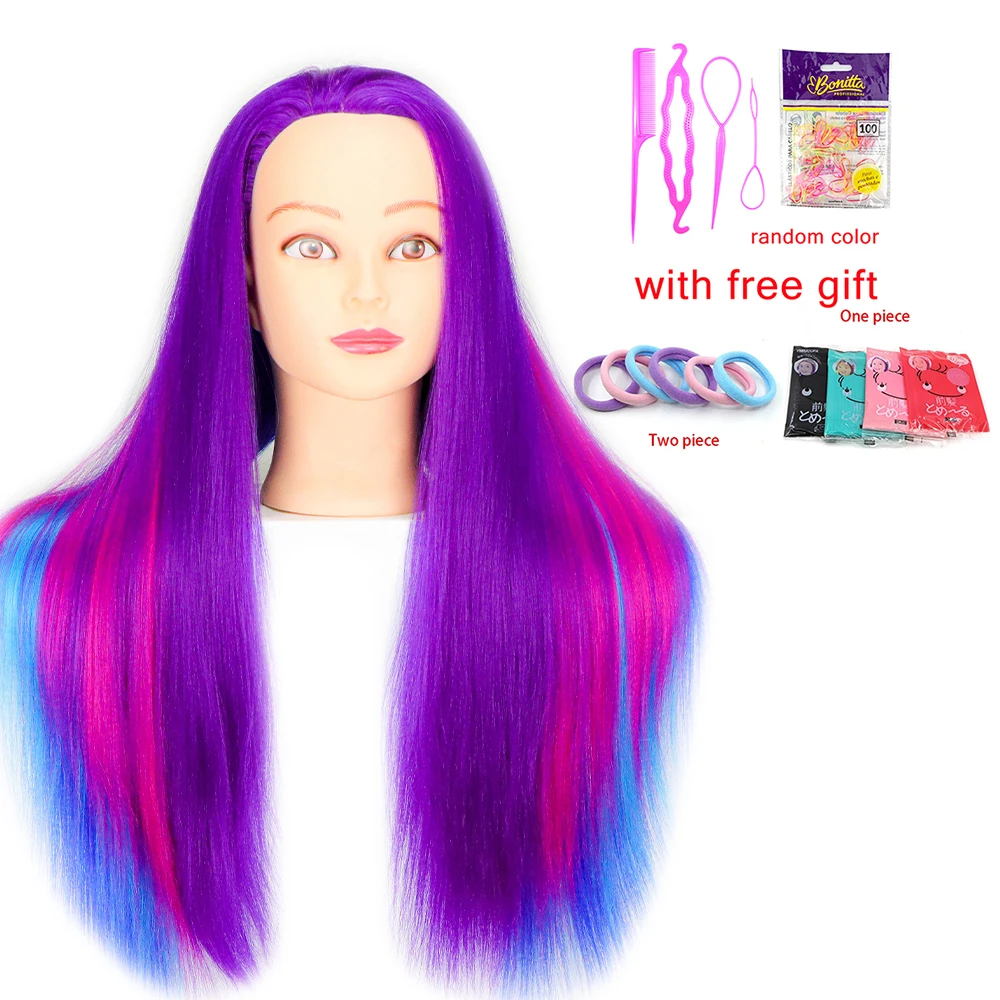Rainbow Dolls Mannequin Manikin Head With Synthetic Hair For Hairdressers Hairstyles Hairdressing Styling Training Head synthetic mannequin head