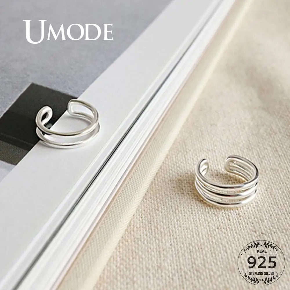 UMODE, простые Многослойные клипсы, серебряные, 925 ювелирные изделия, хорошее ювелирное изделие для женщин, клипсы, серьги для пирсинга, плата, LE0665