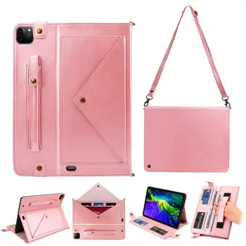 

Tablet Stand Shell & Neck Strap Case For iPad Pro 11 2020 11 inch Cover With Pencil Holder Wallet Card Multifunction Bags Funda
