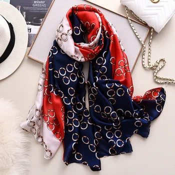

Retro Circle Dot Silk Scarf Designer Print Women Warm Shawls and Wraps Hijab Bandana Pashmina Scarves 2020 Fashion