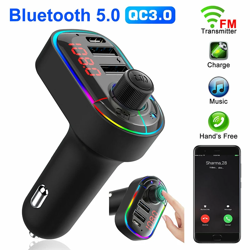 

Автомобильный Bluetooth 5,0 FM передатчик Беспроводной адаптер микрофона Аудио приемник авто MP3 плеер 2.1A Dual USB быстрой Зарядное устройство автомобильные аксессуары