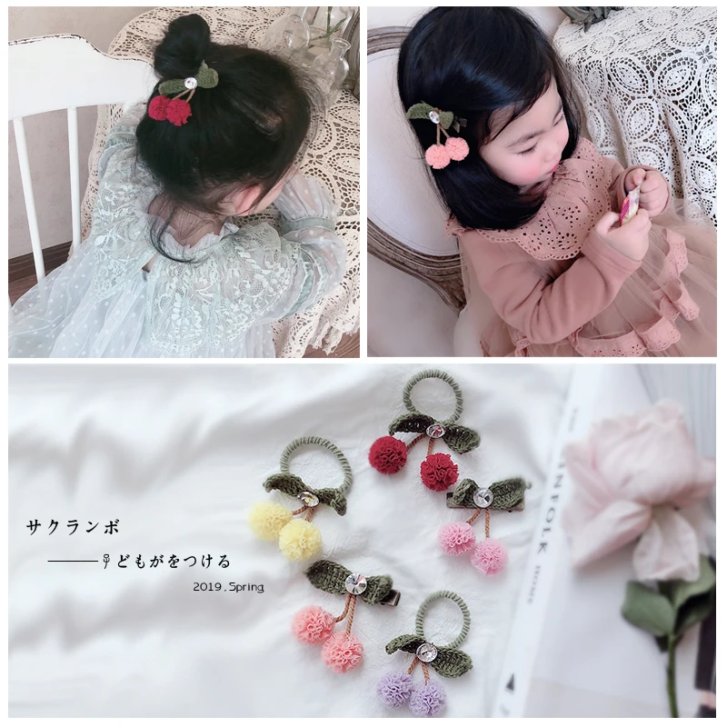 

2020 kakakids Newgirls hair Handmade sand ball cherry hairpinhair clip children's hair accessories
