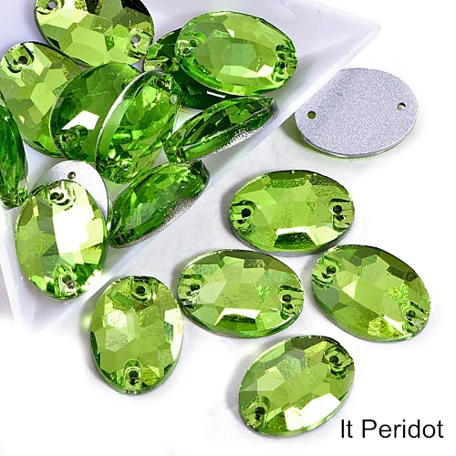 ltPeridot Красочные хрустальные AB овальные стеклышки стразы с отверстиями плоские овальные стразы для шитья свадебное платье F0173 - Цвет: ltPeridot