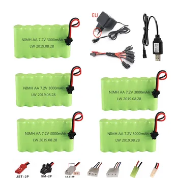 

7.2v 3000mAh Battery and Charger For Rc toy Car Tank Train Robot Boat Gun 7.2v NiMH Battery aa 2400mah 7.2v Rechargeable Battery