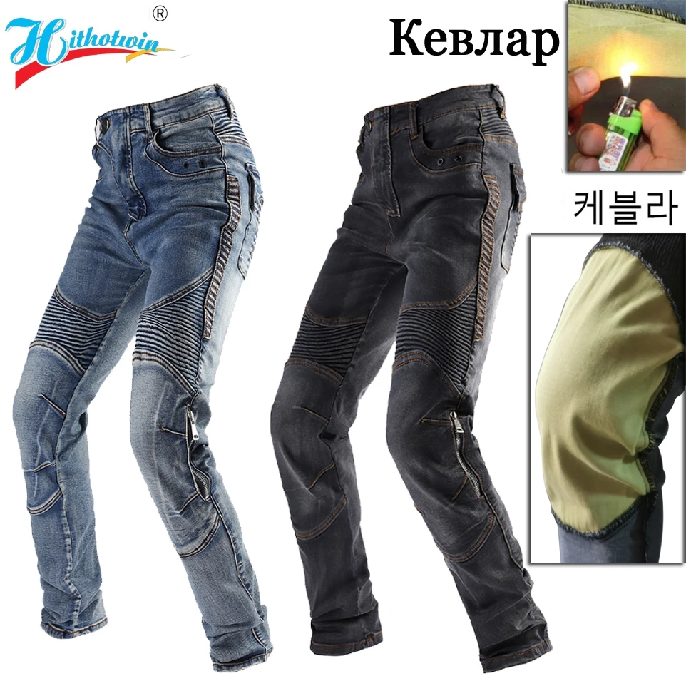 Aramid Motorcycle Jeans Men's Off-Road Motocross Trousers Moto Pants Leisure Riding Pants With 4 Protective Gear Hithotwin Hi-03 Motorcycle Pants Motorcycle Jeans