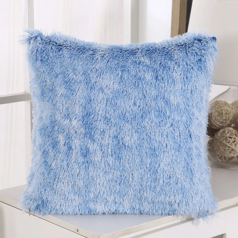Double colour Long Fur Plush cushion covers Sofa kussenhoes coussin decoration decorative pillowcase travesseiro funda cojines