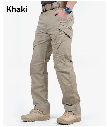 Хаки IX7 City Tactical Cargo Pants Men Combat SWAT Army Military Pants Cotton Many Pockets Stretch Flexible Man Casual Trousers 5XL - Цвет: Хаки