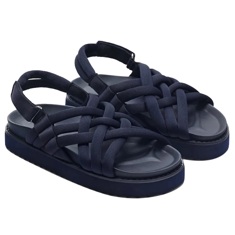 

Flats Sandals Women 2021 Summer Thick-soled Platform Shoes Woman Buckle Flat With Sandalias Bohemian Roman Sandal Vacation Shoe