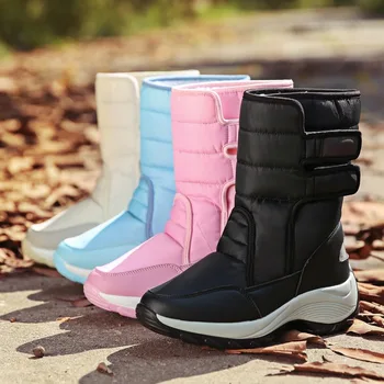 

Womens Chic Warm Down Padded Fur Lined Snow Ankle Boots Winter Ski Shoes Waterproof Thicken 4Colors Plus Size New Arrival Q7