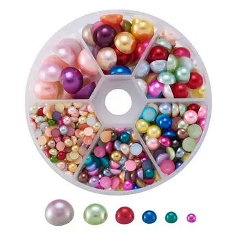 

690pcs/box ABS Plastic Imitation Pearl Dome Cabochons Half Round Flat Back Beads Handmade DIY Jewelry Making Findings 4~12x2~6mm