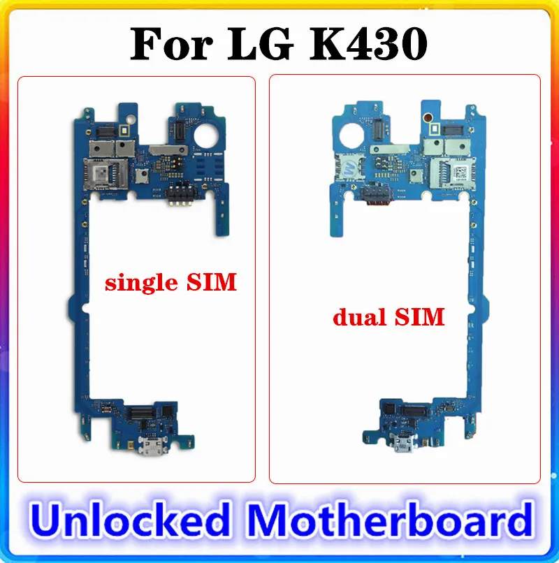 Материнская плата для LG K10 K430Y/K430T K430DS оригинальная чистая сменная материнская с одной/двумя SIM картами