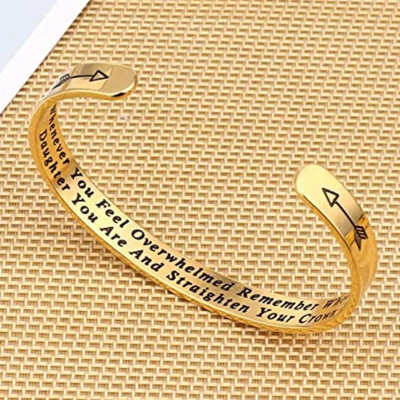 Whenever You Feel Overwhelmed Remember Whose Straighten Your Crown Bracelet Engraved Inspirational Bangle Gift for Mom Daughter bangle bracelet