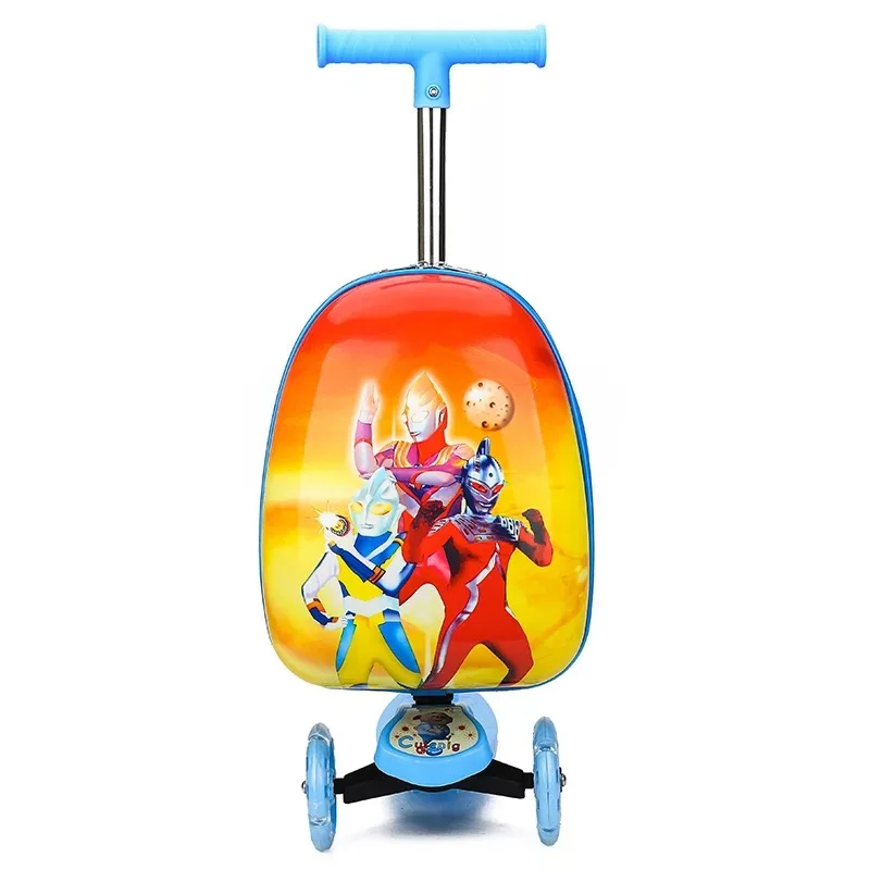 Скутер, Детский чемодан на колесиках, мультяшный, для мальчиков и девочек, йо-йо, багаж на колесиках, скейтборд, Многофункциональный чемодан, сумка, можно сидеть и кататься - Цвет: Color-9