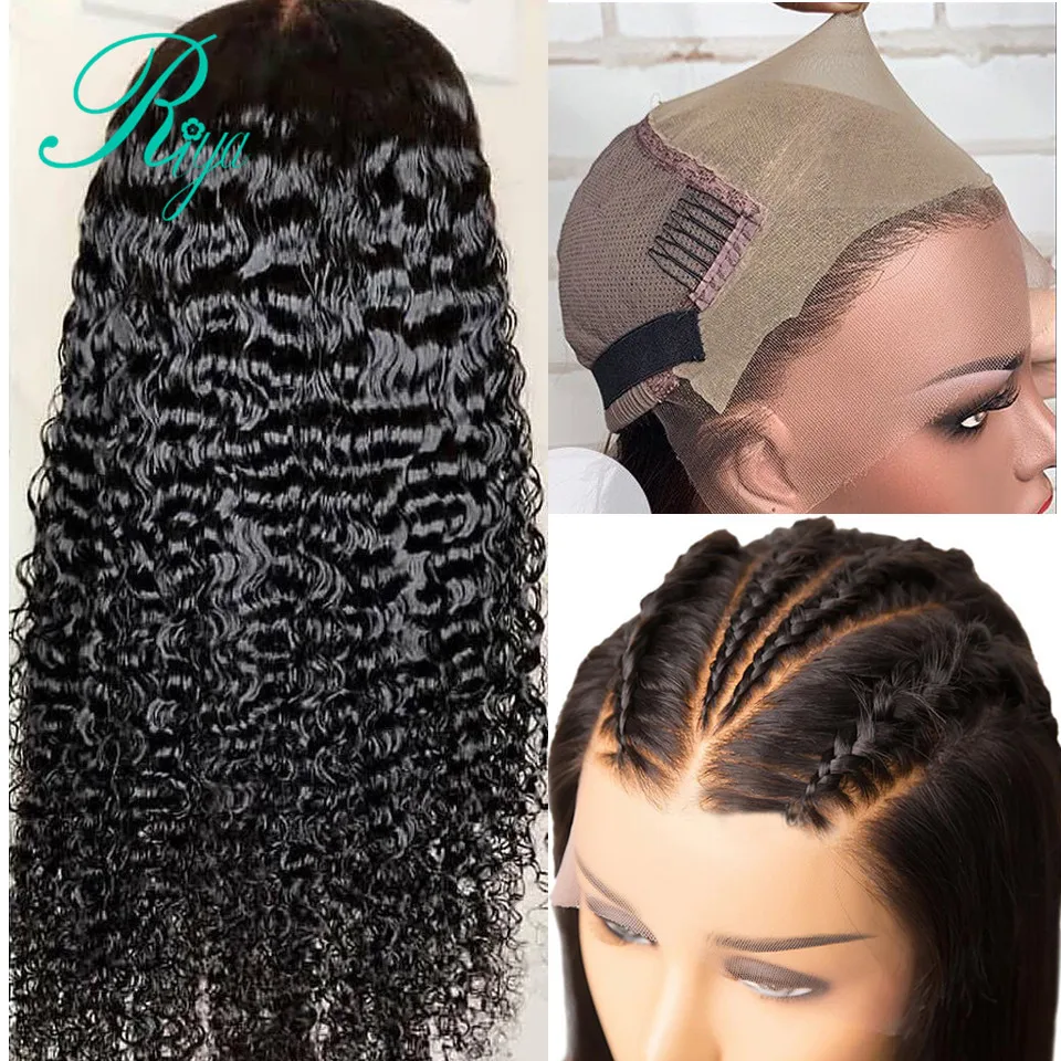 Поддельные волосы 13X6 глубокая часть Невидимые кружева передние человеческие волосы парики для женщин предварительно сорванные закрытие вьющиеся парик бразильский Remy Riya волосы