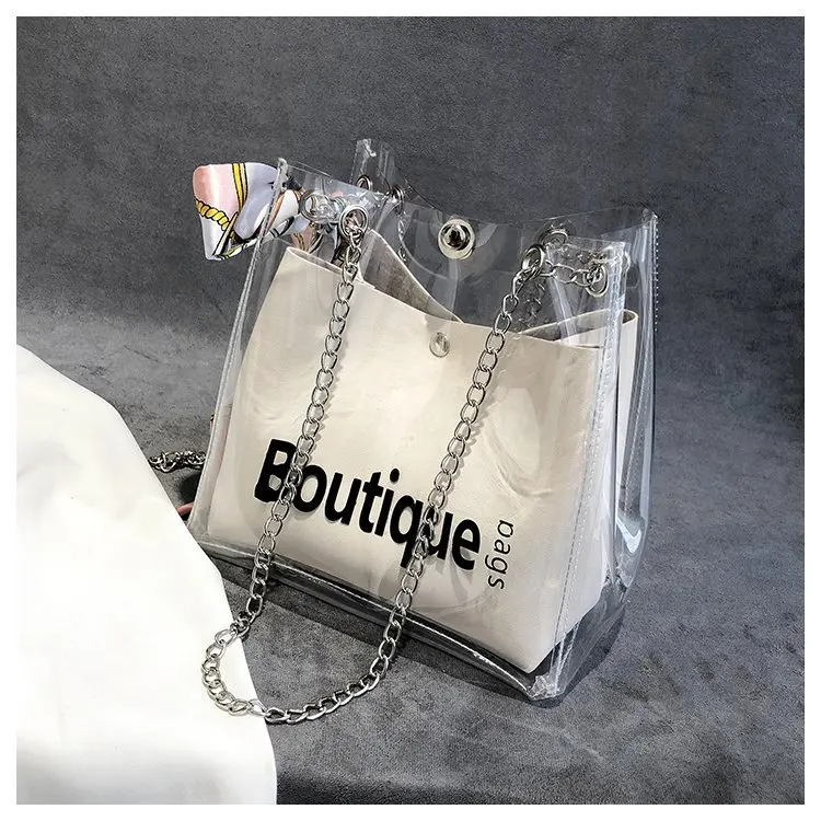 

2018 New Style Korean-style Transparent Women's Versatile Fashion PVC Summer One-Shoulder Chain Shoulder Fairy Bag