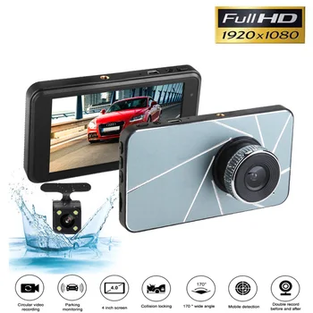 

Dash Cam 4 inch Full HD 1920x1080P Car Camera DVR Dual Lens Night Vision 24H Parking Monitor Dashcam G-sensor car dvr camera