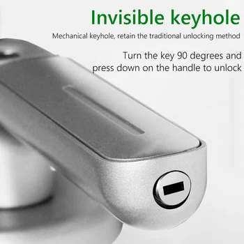Fingerprint Door Lock Handle USB Rechargeable Anti Theft Smart Electric Biometric Keyless Security Entry with 2 Keys for Home 5