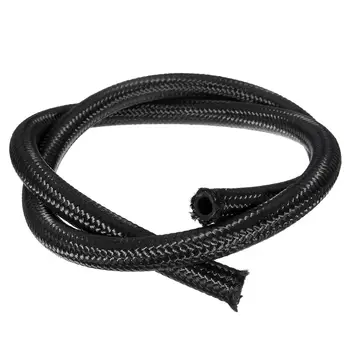 

AN6 1 Meter Fuel Hose (8mm) 5/16'' Nylon Braided Pipe Oil Gas Fuel Coolant Line Hose Heat Resistant Fuel Oil Line Black