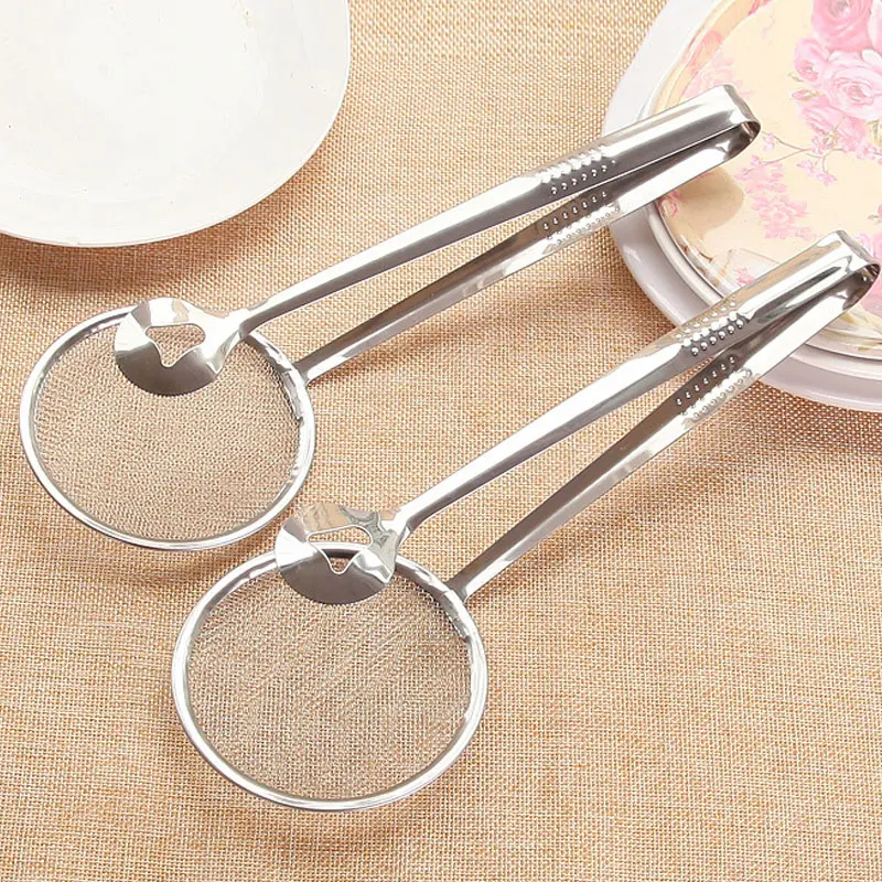 

Hot New Steel Food Clip Snack Fryer Strainer BBQ Buffet Serving Tongs Fried Tong Frying Mesh Colander Filter Oil Drainer L99