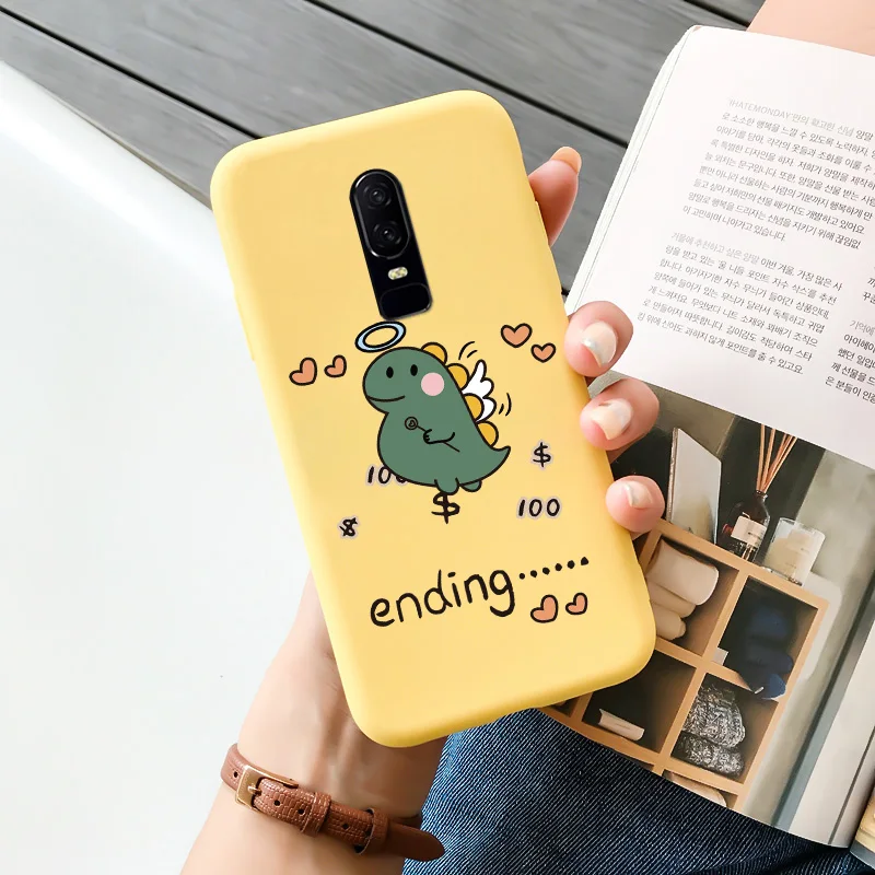 mobile pouch for running For OnePlus 6 Case Cartoon Cute Pattern Soft Silicone TPU Painted Matte Shockproof Mobile Phone Protection Cover flip cover Cases & Covers