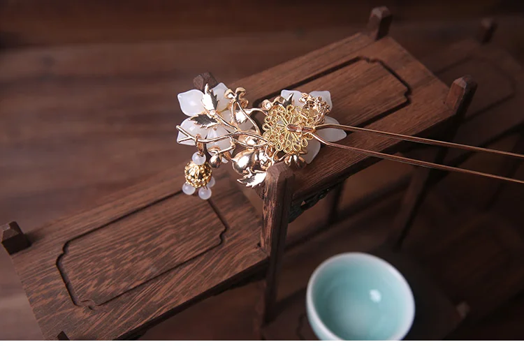 Новинка Hanfu cheongsam кисточка шпилька цветок пара клипов Kanzashi Шпилька, которая сотрясается при ходьбе обруч для волос с орнаментами классические аксессуары для волос