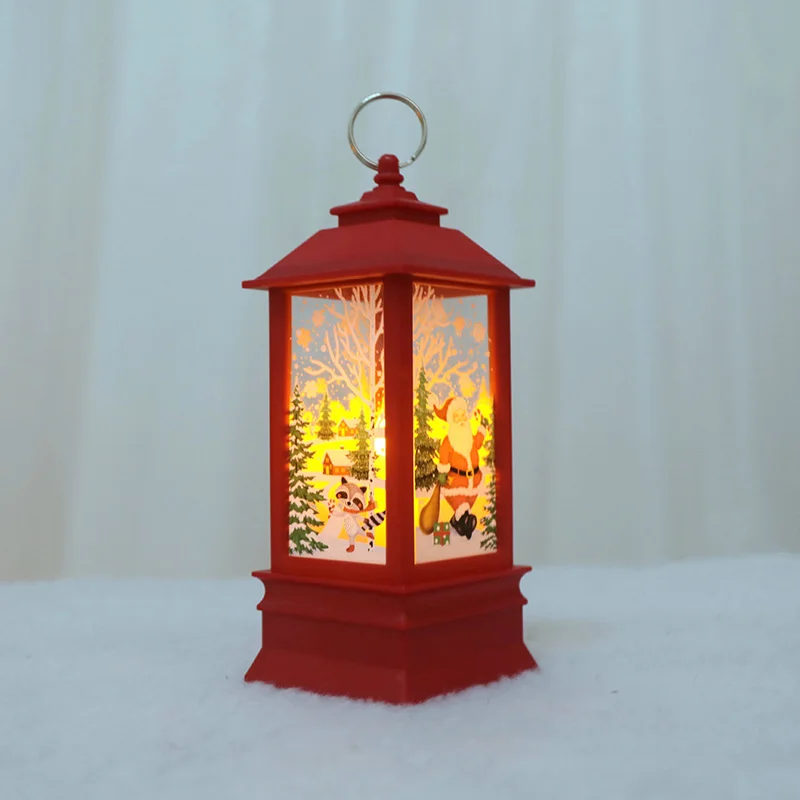 Светодиодный фонарь, чайный светильник, фонарь, рождественские украшения для дома, Санта-олень, светильник со снеговиком, Navidad, украшение на год, FY0104 - Color: red-Santa Claus-L