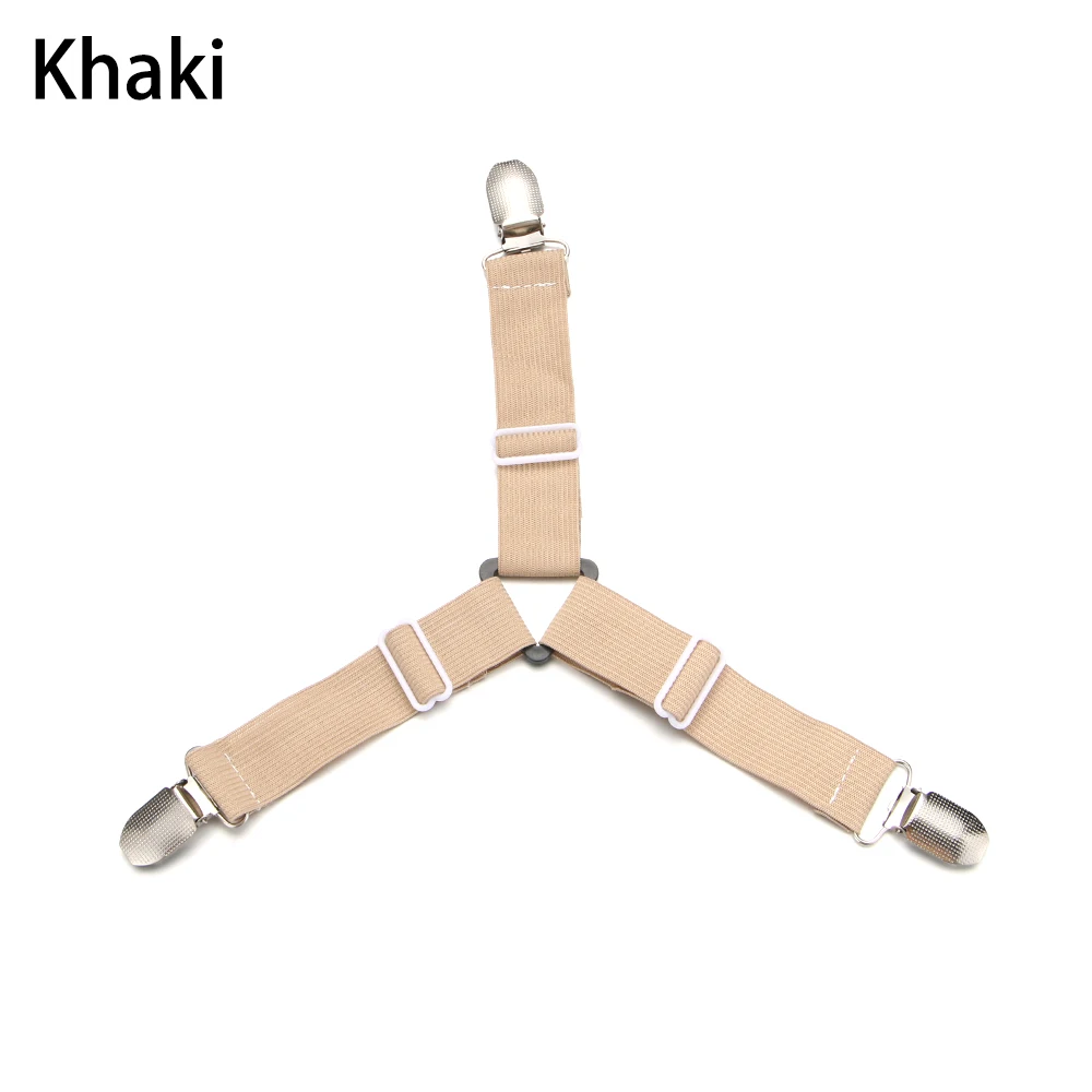 Hot Adjustable Bed Sheets Buckle Mattress Clip Bedclip Elastic Belt Fastener Bedding Holder Non-slip Straps Grippers Quilt Fixer - Цвет: khaki