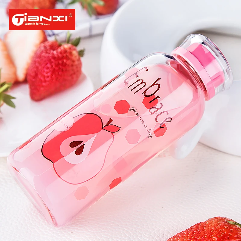 Милая детская бутылка для воды, стеклянная, для спортзала, портативный герметичный контейнер для напитков, полезные предметы для путешествий на открытом воздухе, холодная розовая бутылка для воды KK60SH