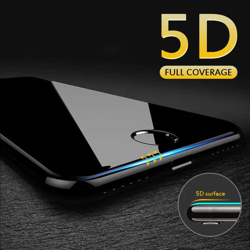 5D закругленные края полное покрытие Защитное стекло для iPhone X 7 8 6 6S Plus закаленное защитное стекло для экрана для iPhone 11 Pro Max XR стекло