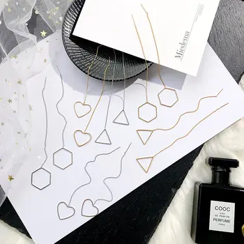 

Fashion Geometric Earrings Triangle Heart Long Tassel Gold Silver Color Simple Metal Thin Chain Earrings For Women Jewelry