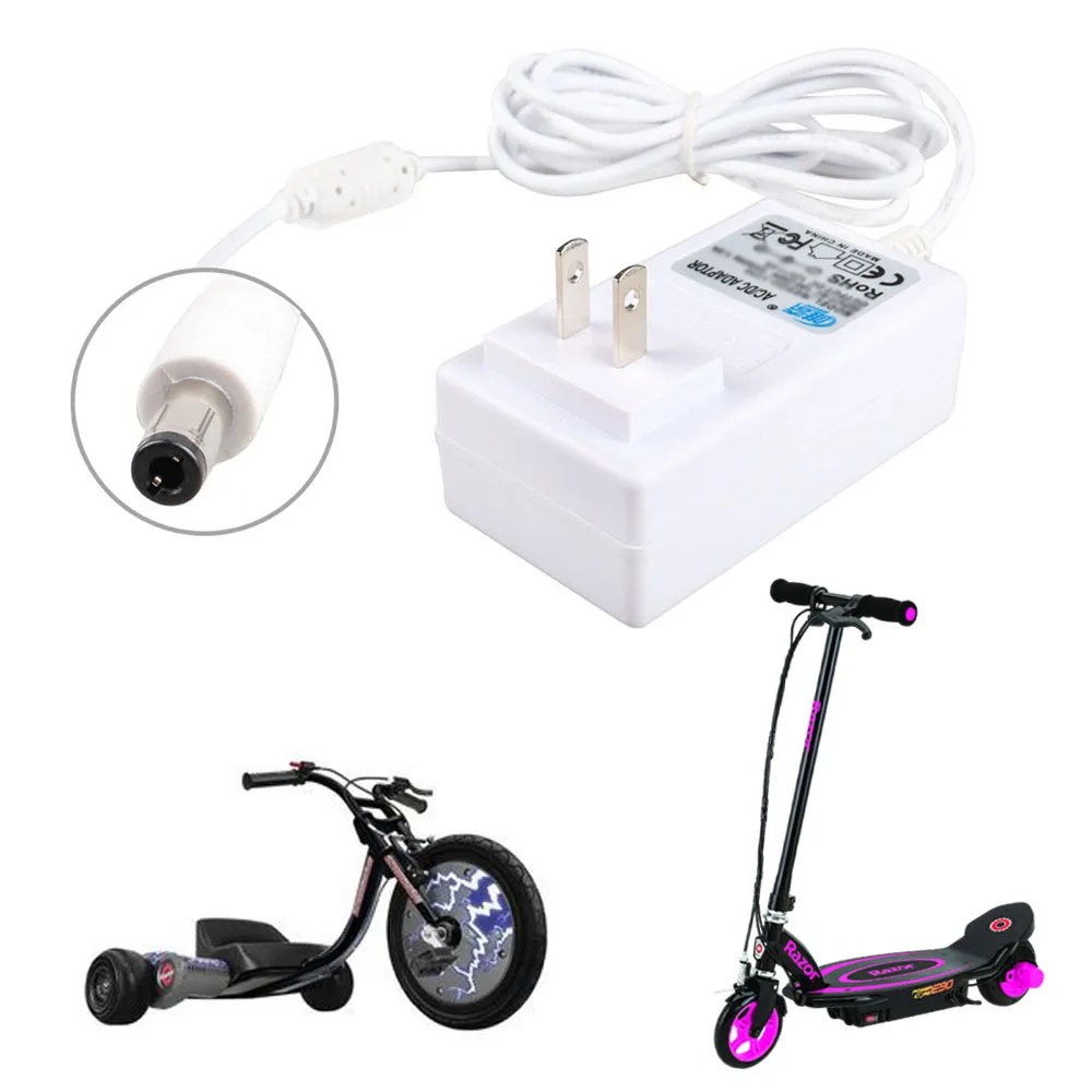 

12V Smart Balance Wheel Electric Scooter Battery Charger Adapter for Razor Power Core E90, Electric Scream Machine, EPunk, XLR8R
