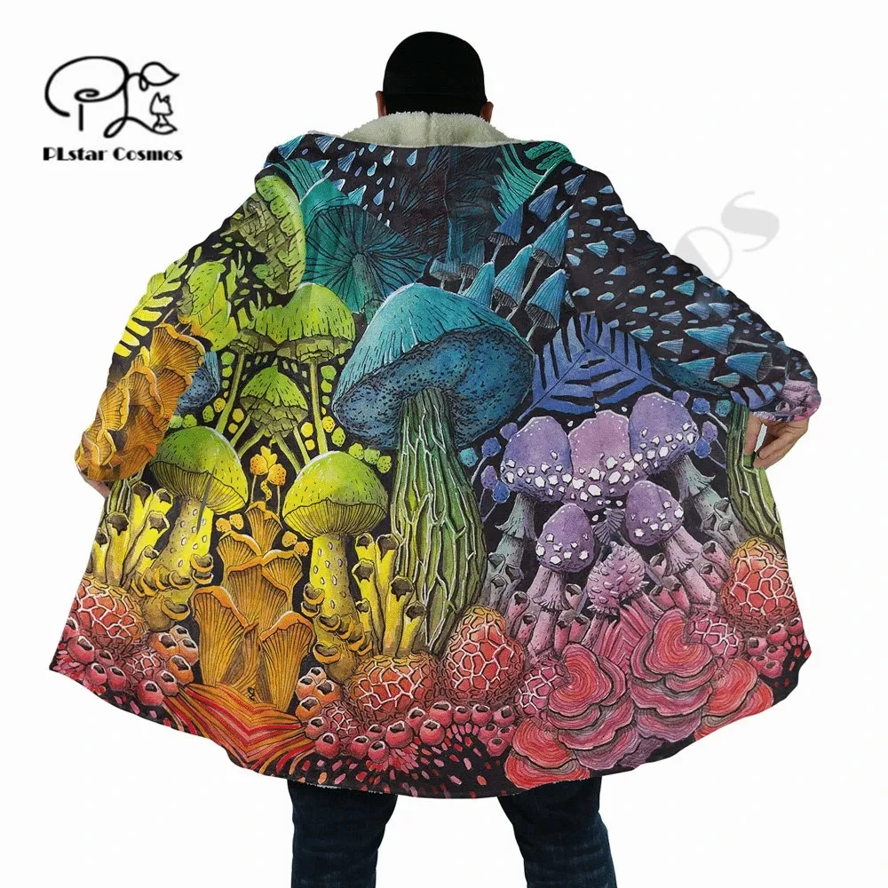 PLstar Cosmos 3Dprinted Mushroom Camo Art Hooded Coat Cloak Hippie Casual Unqiue Streetwear Unisex Premium Hrajuku US Size -1