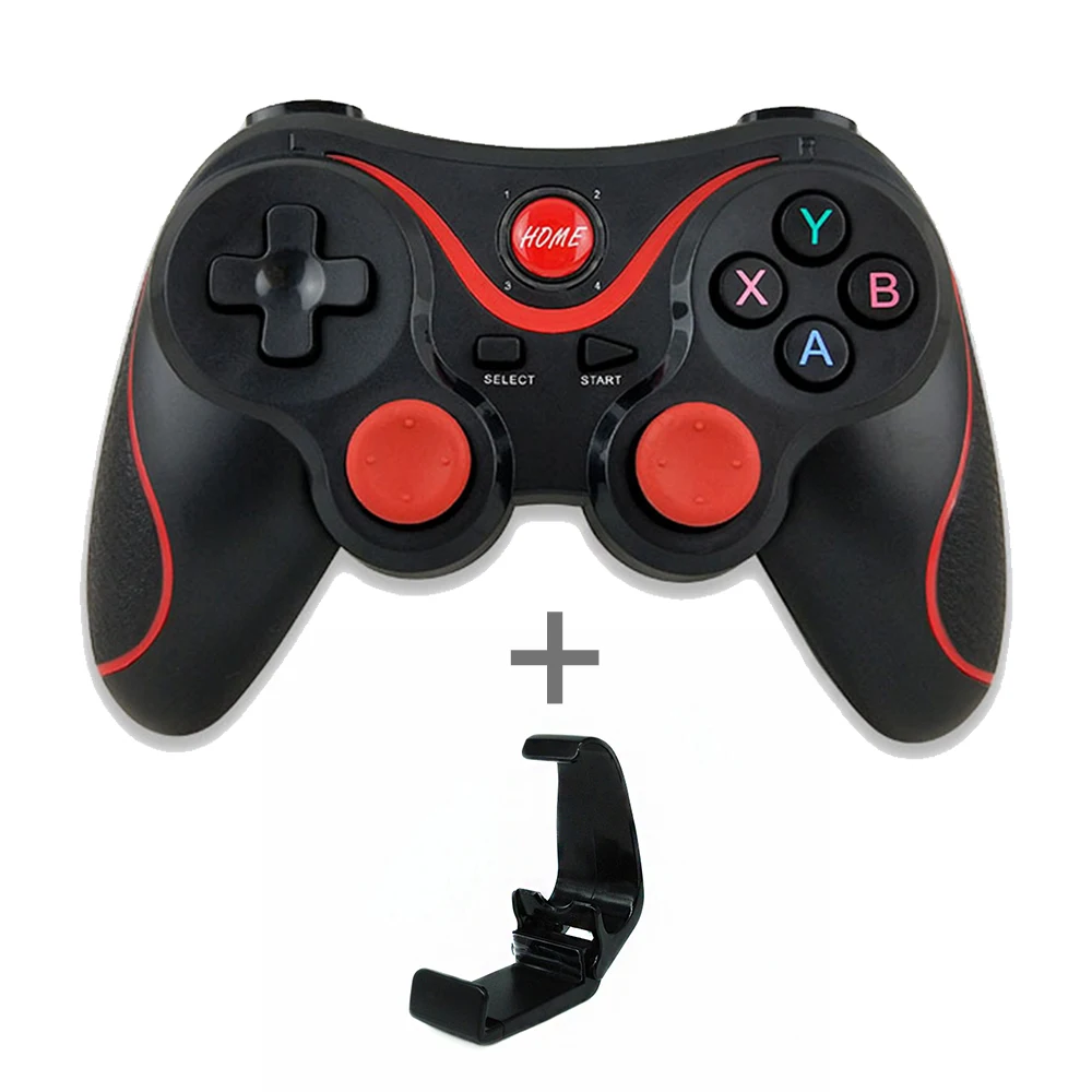 black with bracket Беспроводной Android геймпад T3 X3 беспроводной джойстик игровой контроллер bluetooth BT3.0 джойстик для мобильного телефона планшета ТВ коробка держатель - Цвет: black with bracket