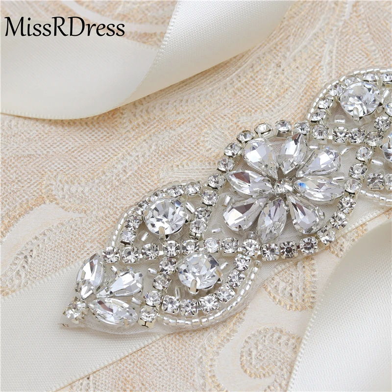 MissRDress свадебный пояс золотые хрустальные простые Стразы ручная вышивка стразами свадебная аппликация с лентой Свадебные Выпускные платья пояс невесты JK818