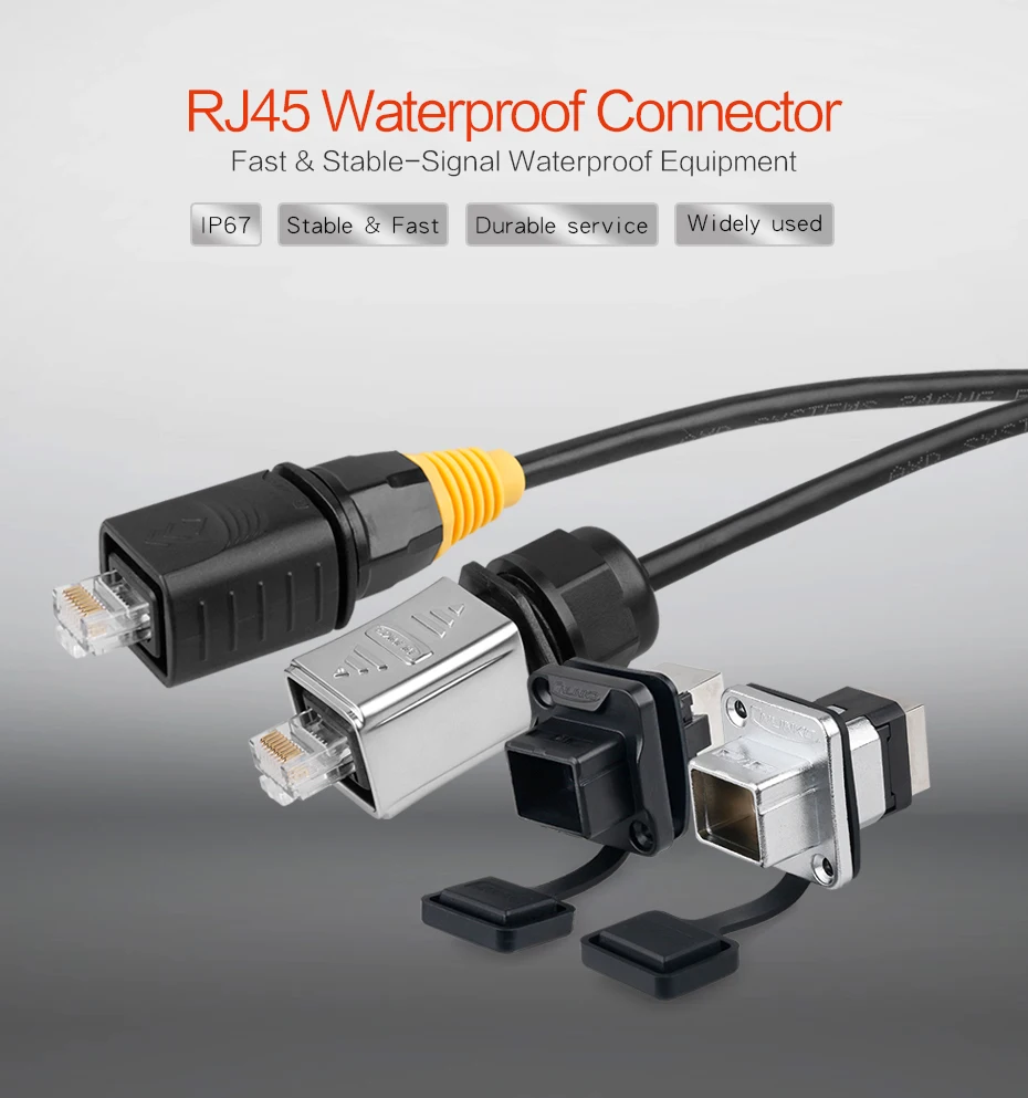 RJ45 водонепроницаемый разъем сигнала металлическая розетка кабель/провод/панель IP67 RJ45 разъем